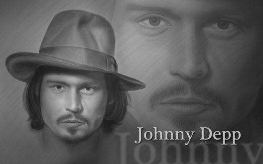 Обои на рабочий стол Портрет Джонни Деппа / Johnny Depp (Lamon design)