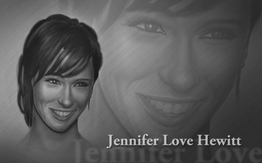 Обои на рабочий стол Портрет Дженнифер Лав Хьюитт / Jennifer Love Hewitt (Lamon design)