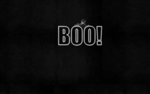 Обои на рабочий стол Приведение над словом Boo!