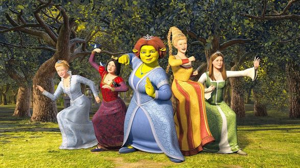 Обои на рабочий стол Атака принцесс, мультфильм Шрек / Shrek