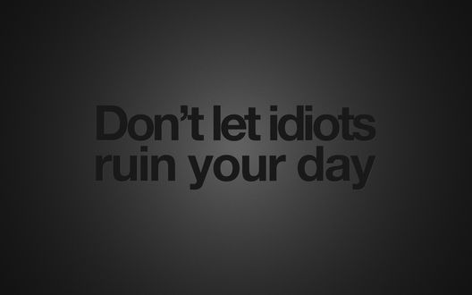 Обои на рабочий стол На сером фоне надпись (Don't let idiots ruin your day)