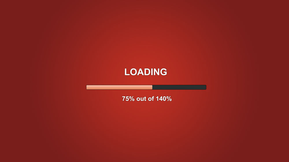 Обои для рабочего стола Полоса загрузки на красном фоне (Loading 75% out of 140%)
