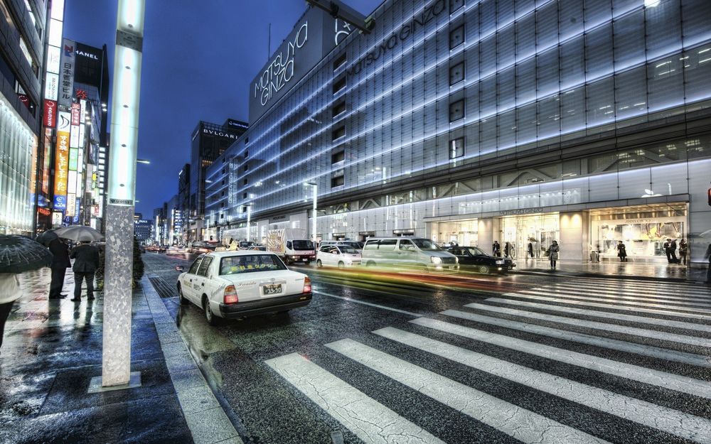 Обои для рабочего стола Улицы города Tokyo / Токио, Ginza District / район Гинза