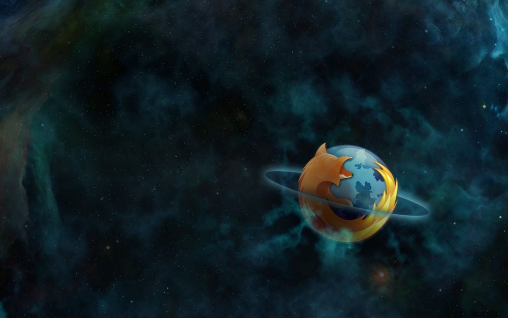 Обои для рабочего стола Логотип Mozilla Firefox в космосе