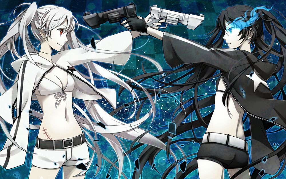 Обои для рабочего стола Black Rock Shooter / Стрелок с Чёрной Скалы vs White Rock Shooter / Стрелок С Белой Скалы