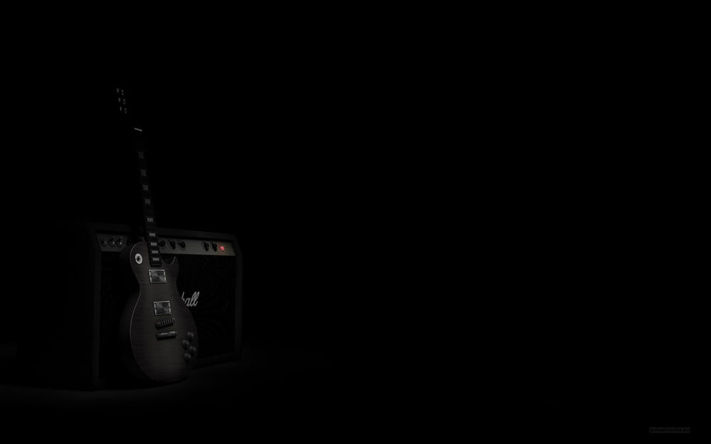 Обои для рабочего стола Гитара и усилитель Marshall