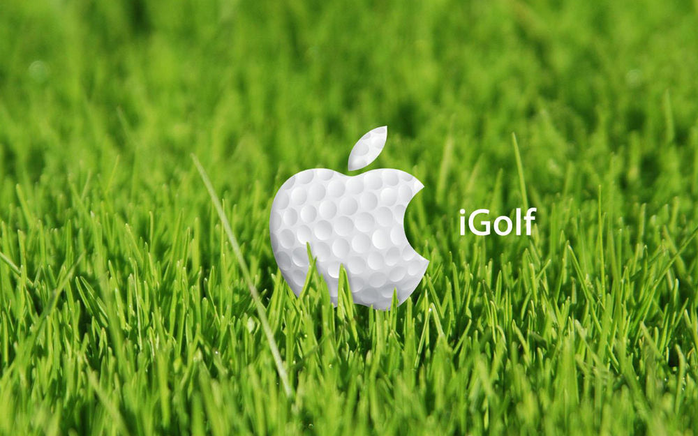 Обои для рабочего стола Игра в гольф, мячик в виде логотипа фирмы Apple (iGolf)