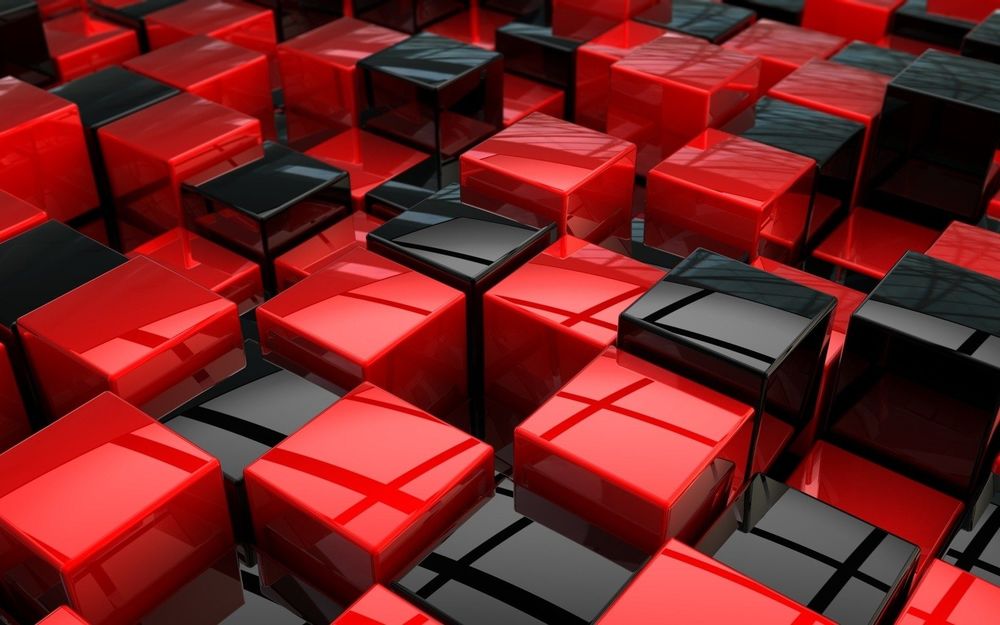 Обои на рабочий стол Черные и красные кубы, обои для рабочего стола,  скачать обои, обои бесплатно