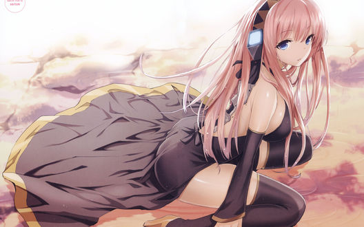 Обои на рабочий стол Вокалоид Лука Мегуринэ /  Vocaloid Luka Megurine в красивом платье