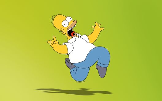 Обои на рабочий стол Гомер Симпсон / Homer Simpson скачет в припадке