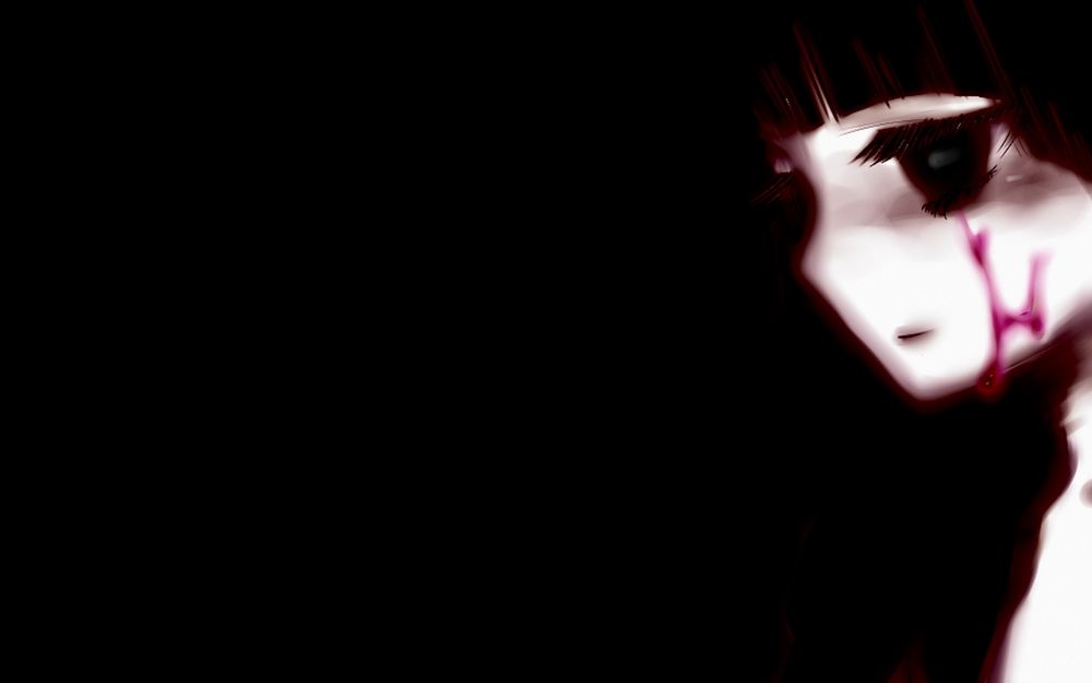 Обои для рабочего стола Kirishiki Sunako / Сунако Кирисики из аниме Усопшие / Shiki плачет кровавыми слезами