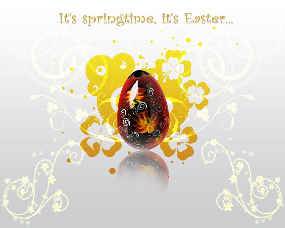 Обои для рабочего стола Расписное пасхальное яйцо (Its springtime, Its Easter./Это весна, это Пасха)