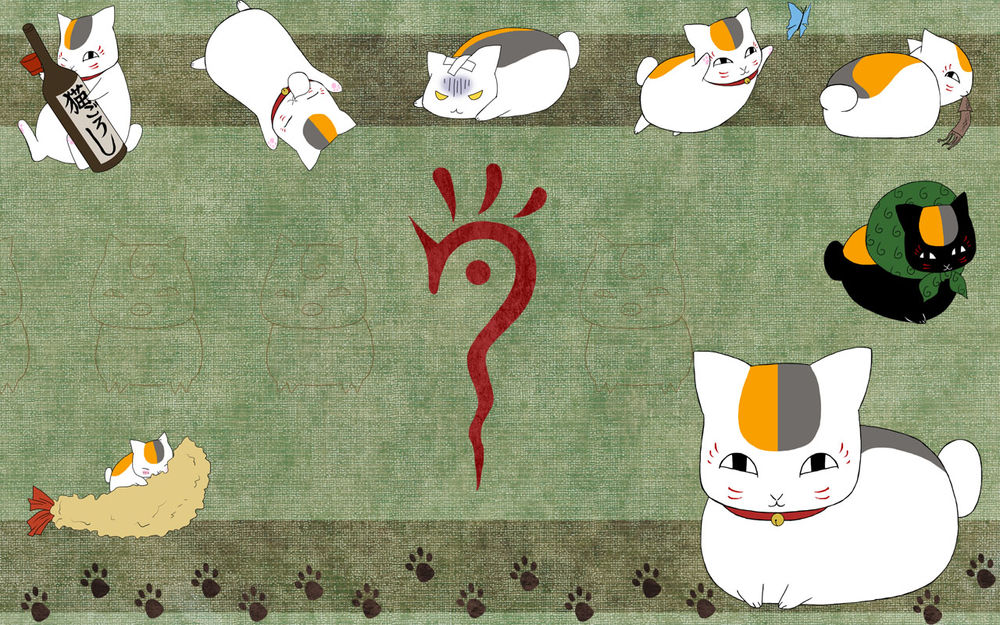 Обои для рабочего стола Nyanko-sensei / Котя-сенсей из аниме Тетрадь дружбы Нацумэ / Natsume Yuujinchou / Natsume`s Book of Friends
