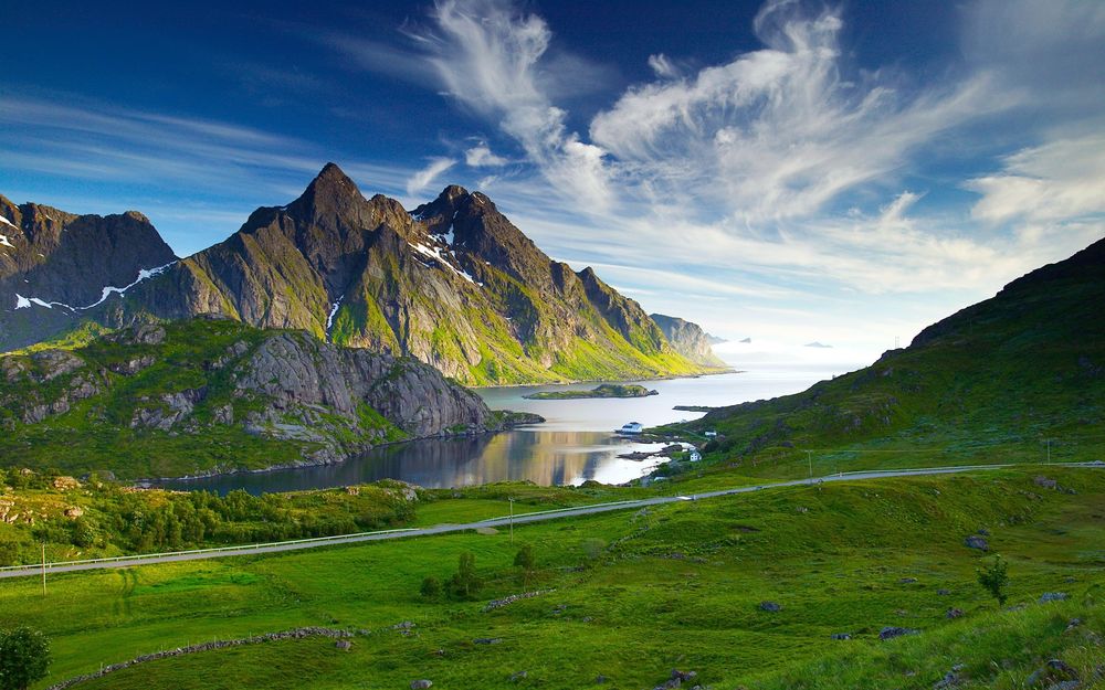 Обои для рабочего стола Nordic Landscapes / нордик ландскейп красивый заповедник с высокими горами и протекающими реками