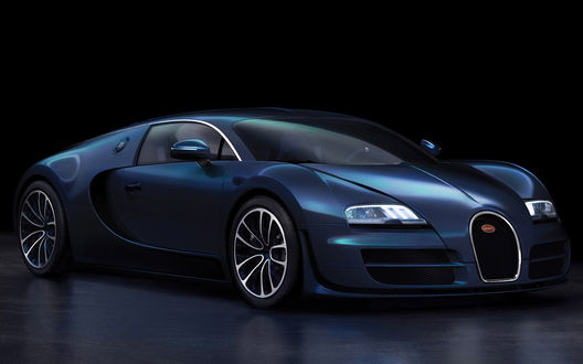 Обои на рабочий стол Темно-синий суперкар Bugatti Veyron / Бугатти Вейрон