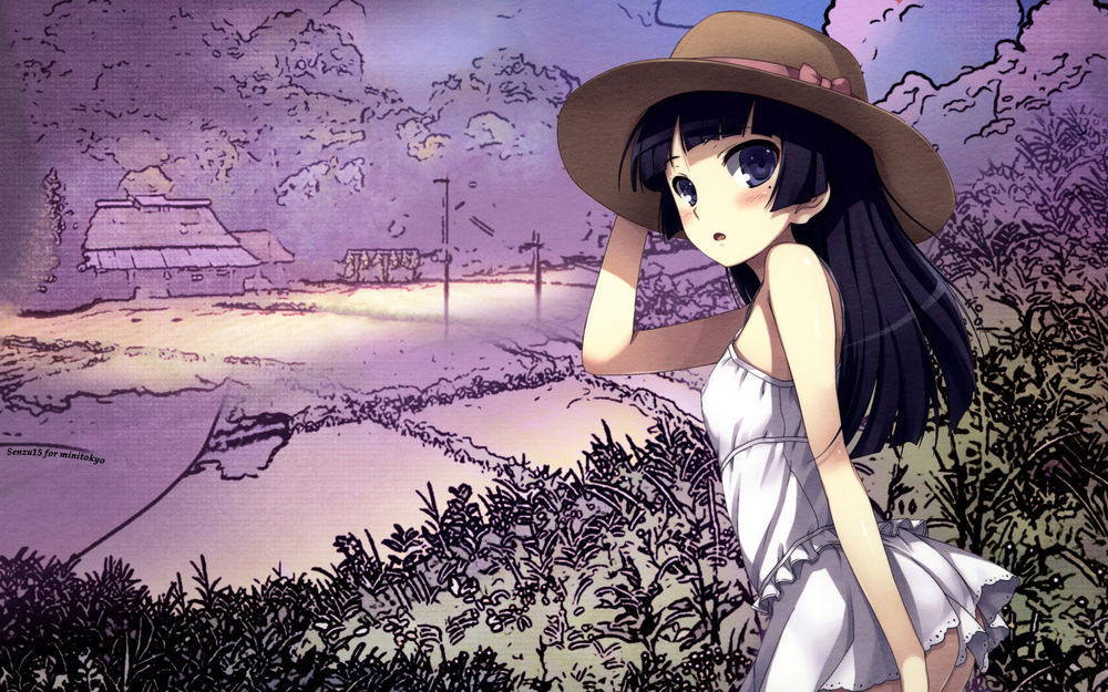 Обои для рабочего стола Gokou Ruri / Рури Гоко из аниме OreImo в летнем платьице и шляпке