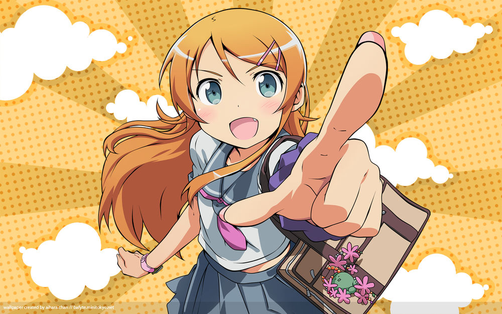 Обои на рабочий стол Радостная Кирино / Kirino из аниме OreImo, обои длярабочего стола, скачать обои, обои бесплатно
