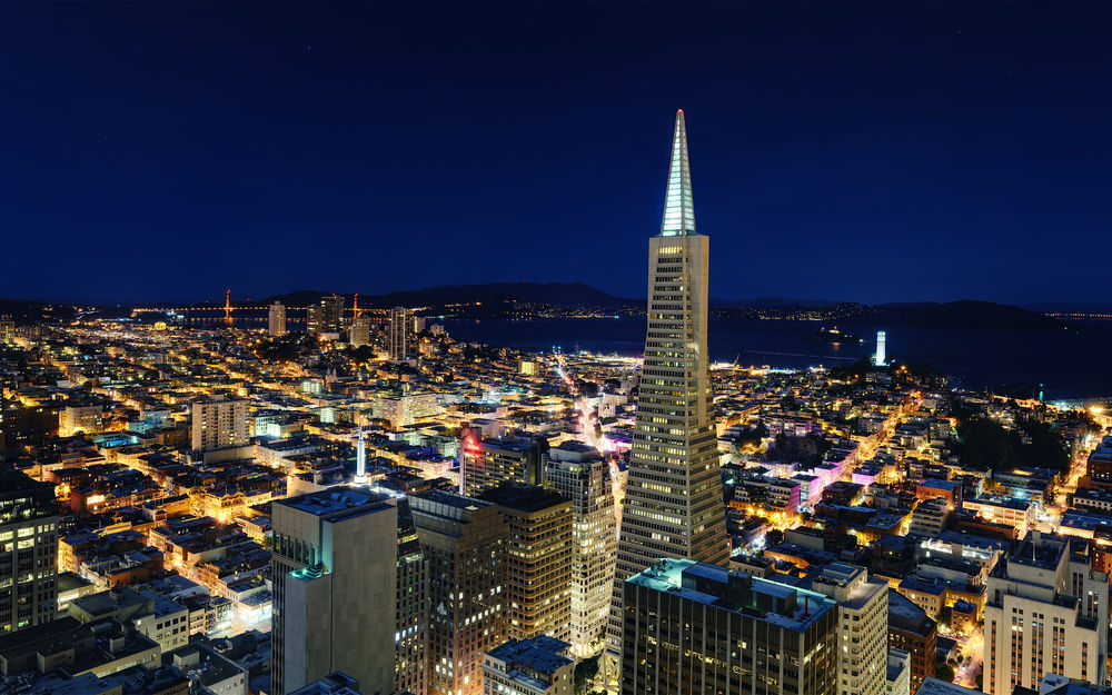 Обои для рабочего стола Вид на ночной Сан-Франциско / San-Francisco