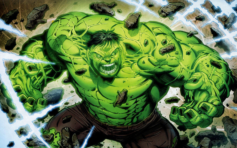 Обои для рабочего стола Огромный свирепый Халк / Hulk крушит все на своем пути