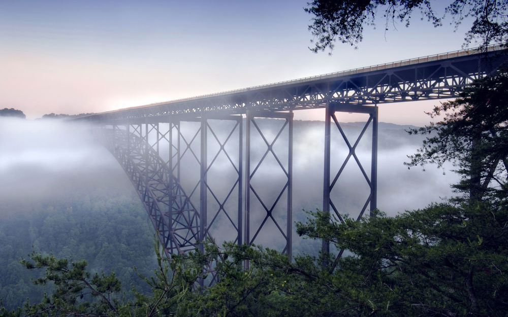 Обои для рабочего стола New River Gorge Bridge, West Virginia / Новый мост в ущелье реки, Западная Вирджиния 