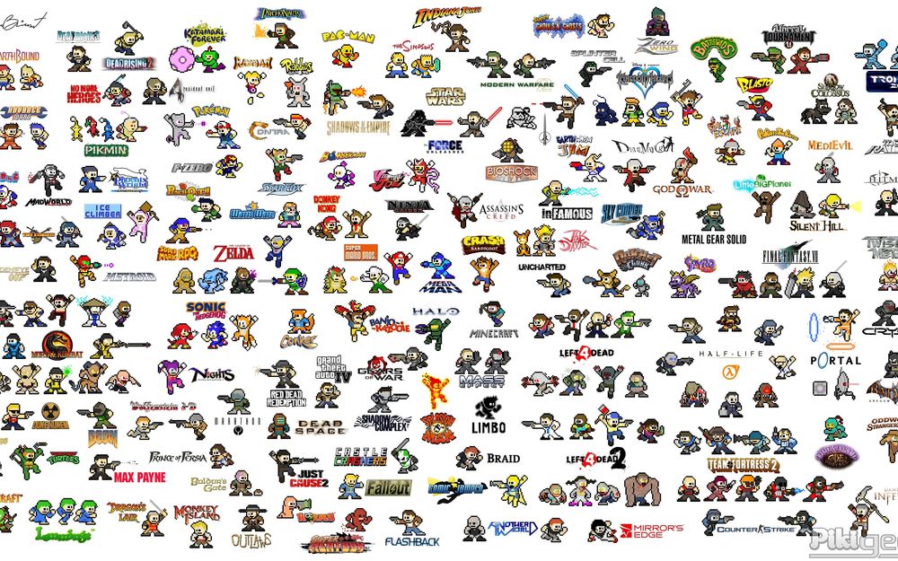 Обои для рабочего стола Герои видео игр (Pikmin, Wario Ware, Star Wars, Blasto, Prince of Persia, Silent Hill, Sonic the Hedgehog, Half - Life, Max Payne, Counter Strike)