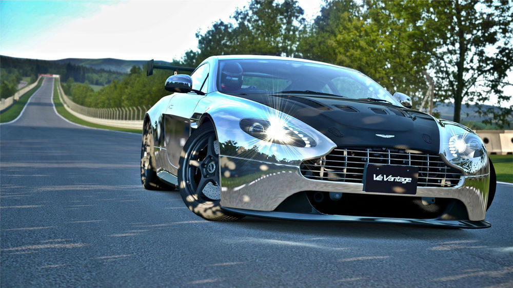 Обои для рабочего стола Aston Martin V12 / Астон Мартин В12 зеркального цвета