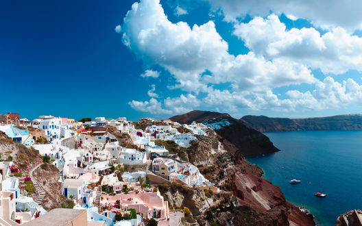 Обои на рабочий стол Остров Санторини в Эгейском море, Греция / Santorini, Greece