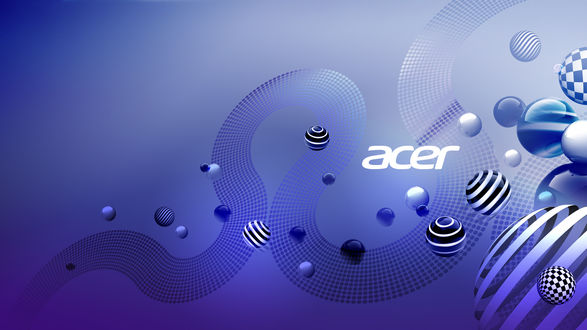 Обои на рабочий стол Фирменные обои ноутука Acer Aspire / Эйсер Эспая в виде абстракции и полосатых сфер