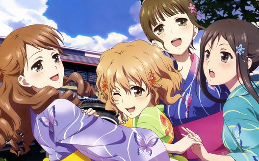 Обои на рабочий стол Девочки из аниме Азбука Цветов / Hana-Saku Iroha