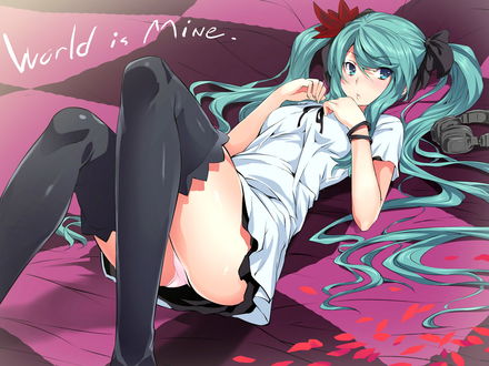 Обои на рабочий стол Voaloid Hatsune MIku / Вокалоид Мику Хатсунэ (World Is Mine)