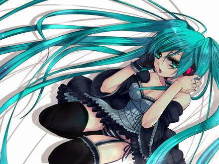 Обои на рабочий стол Vocaloid Hatsune Miku / Вокалоид Хатсунэ Мику в платье