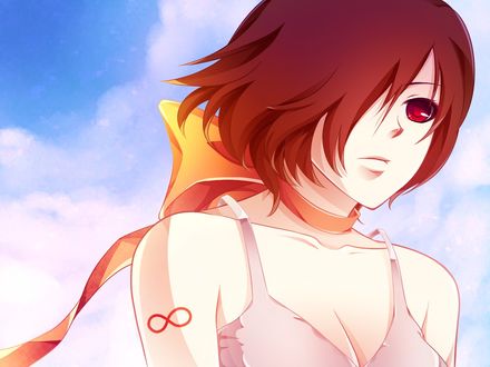 Обои на рабочий стол Вокалоид Сакине Мейко / Vocaloid Sakine Meiko на фоне неба