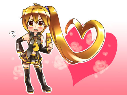 Обои на рабочий стол Вокалоид Акита Неру / Vocaloid Akita Neru с телефоном в руке