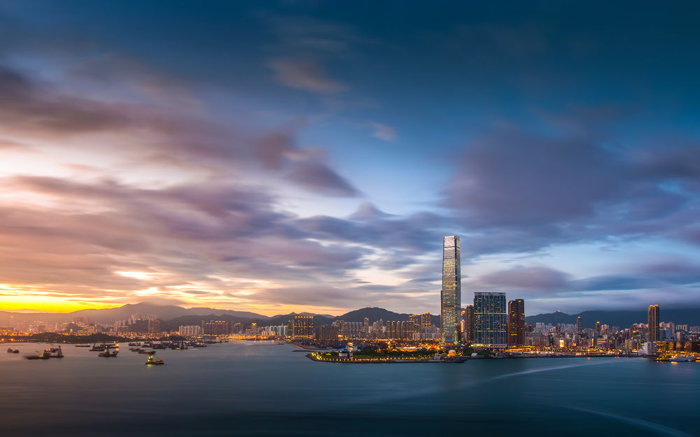Обои для рабочего стола Закат над Гонконгом / Hong Kong