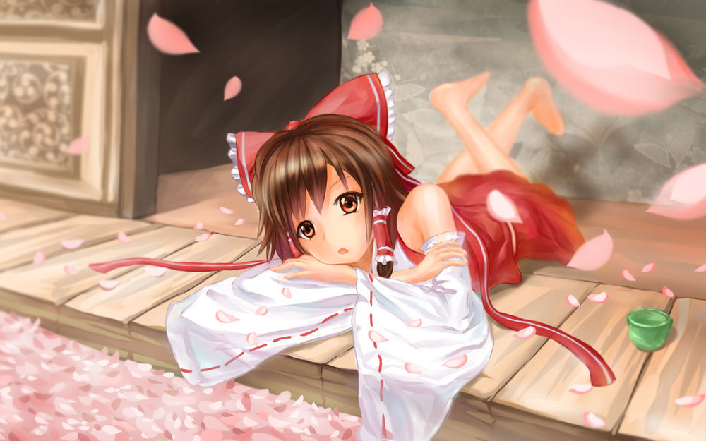 Обои для рабочего стола Рейму Хакурей из аниме-игры Тоухоу / Reimy Hakurei Touhou (Touhou Project)