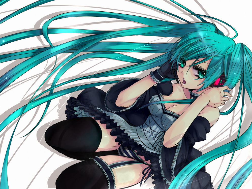 Обои для рабочего стола Vocaloid Hatsune Miku / Вокалоид Хатсунэ Мику в платье