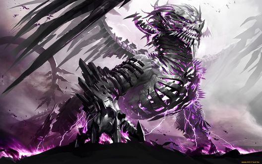 Обои на рабочий стол Механический дракон, арт по игре Guild Wars 2