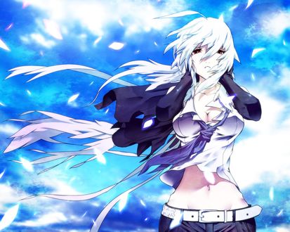 Обои на рабочий стол Вокалоид Йоване Хаку / Vocaloid Yowane Haku на фоне неба