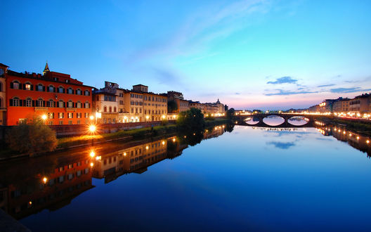 Обои на рабочий стол Ночь во Флоренции / Florence, Италия / Italy