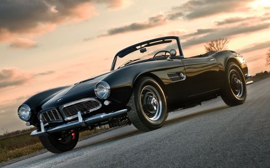 Обои на рабочий стол Черный спорткар BMW 507 (Series II) US Spec 1957г