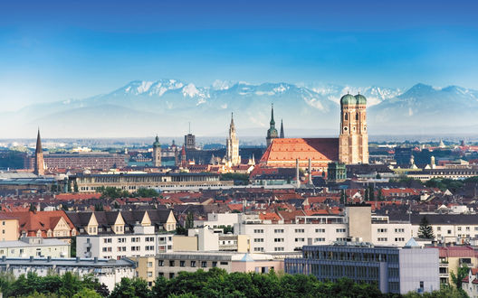 Обои на рабочий стол Панорама на город Мюнхен / Munich, Германия / Germany