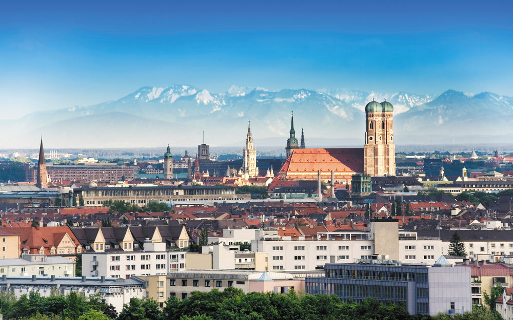 Обои для рабочего стола Панорама на город Мюнхен / Munich, Германия / Germany