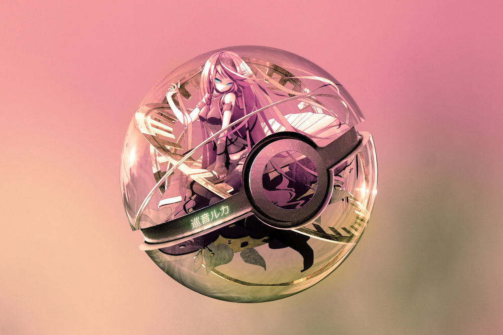 Обои для рабочего стола Vocaloid Megerine Luka in the Pokeball / Вокалоид Мегурине Лука в Покеболе