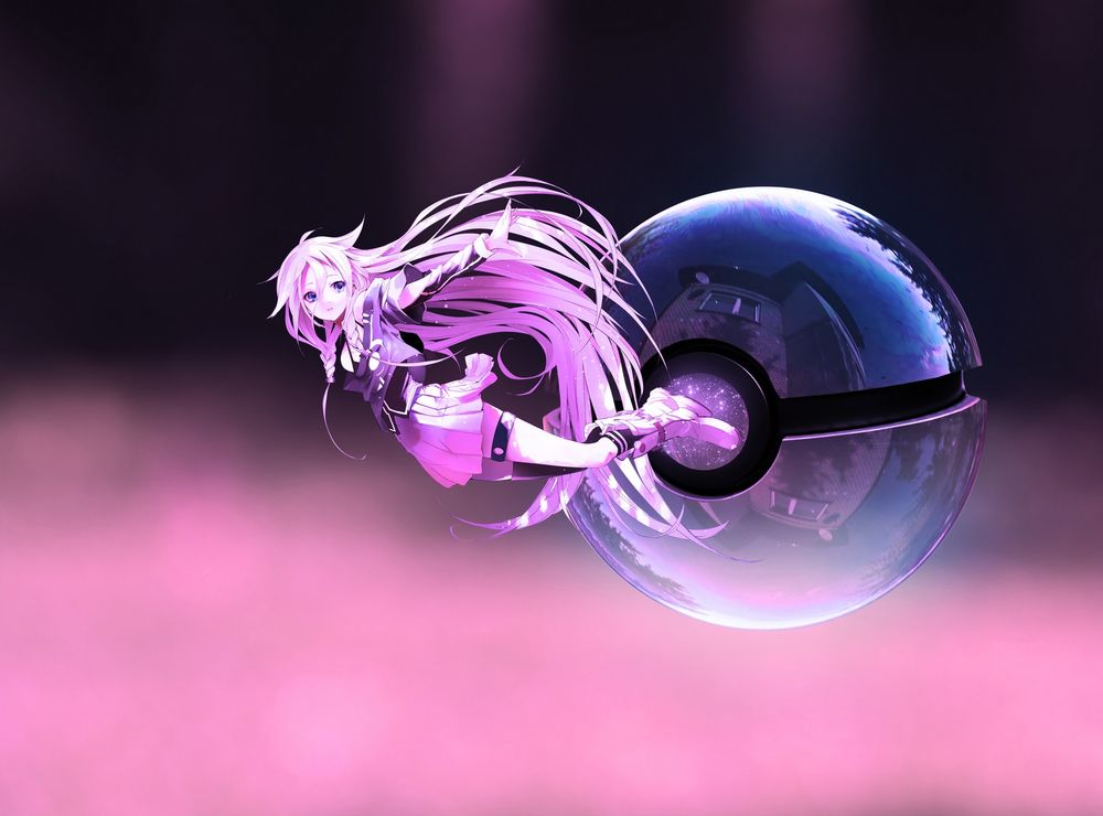 Обои для рабочего стола Vocaloid IA off from Pokeball / Вокалоид Йа вылетает из Покебола