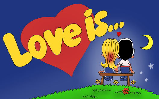 Обои на рабочий стол Фантик знаменитой жвачки Love is... / Любовь это