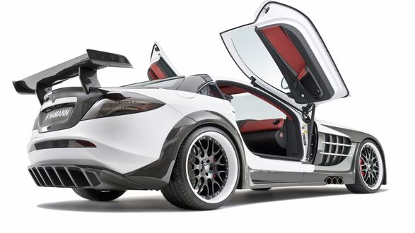 Обои на рабочий стол Mersedes-Benz SLR MCLaren / Мерседес-Бенц Макларен после тюнинга вид сзади / справа (hamann)