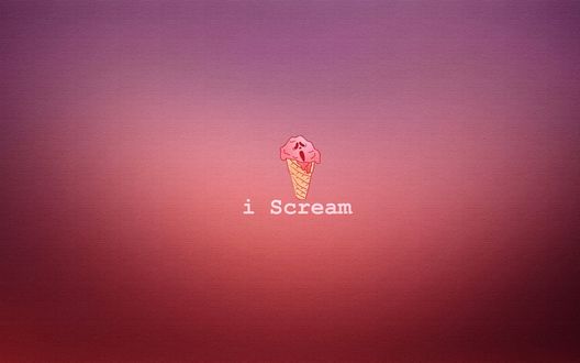 Обои на рабочий стол Розовое мороженое в виде маски из фильма Крик / Scream в рожке (i Scream)