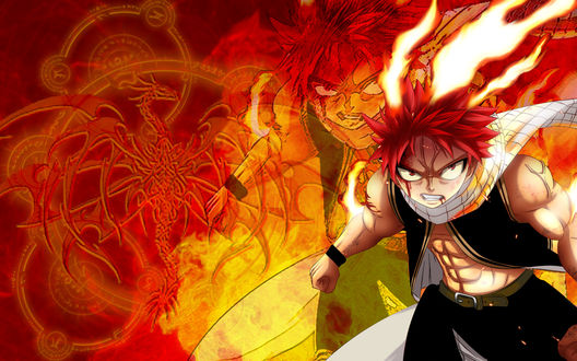 Обои на рабочий стол Натцу / Natsu из аниме Фейри Тейл / Fairy Tail / Сказка