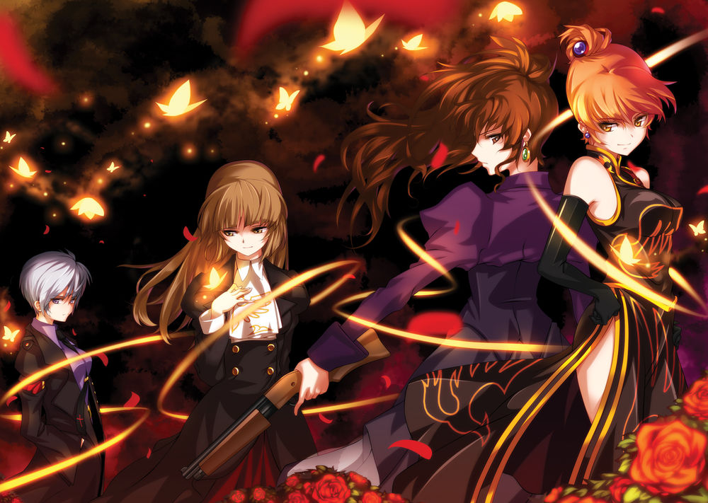 Обои для рабочего стола Кириэ, Роза, Нацухи и Ева Уширомия из аниме Umineko no Naku Koro ni / Когда плачут чайки