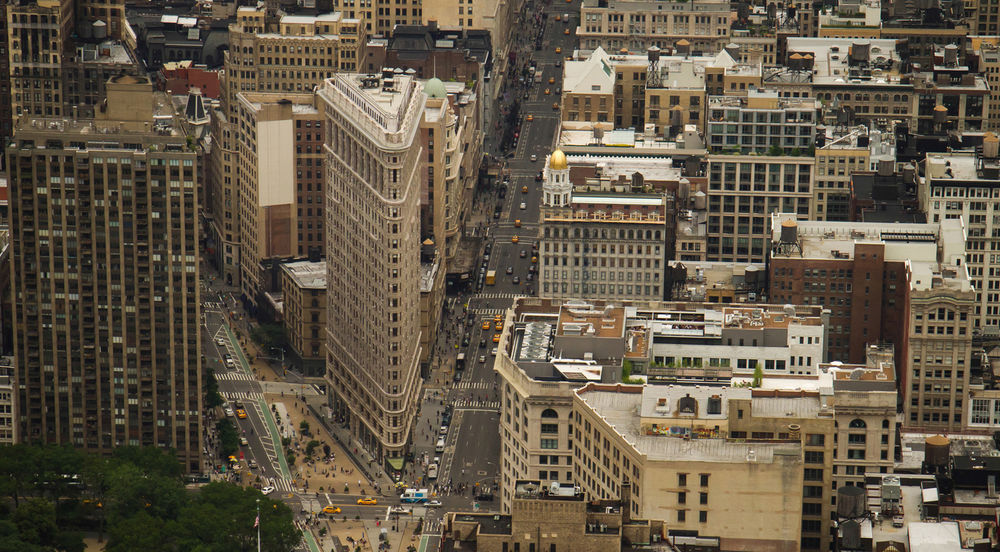 Обои для рабочего стола Нью-Йорк / New-York вид с высоты птичьего полета на Flatiron Building / Флэтайрон-билдинг / Утюг